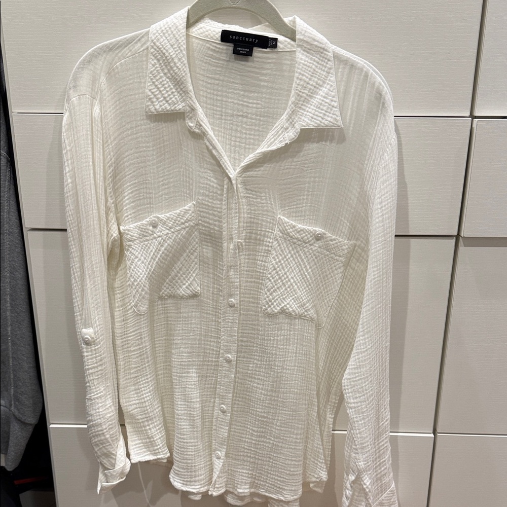 Sanctuary Ivory Textured Button Down Shirt